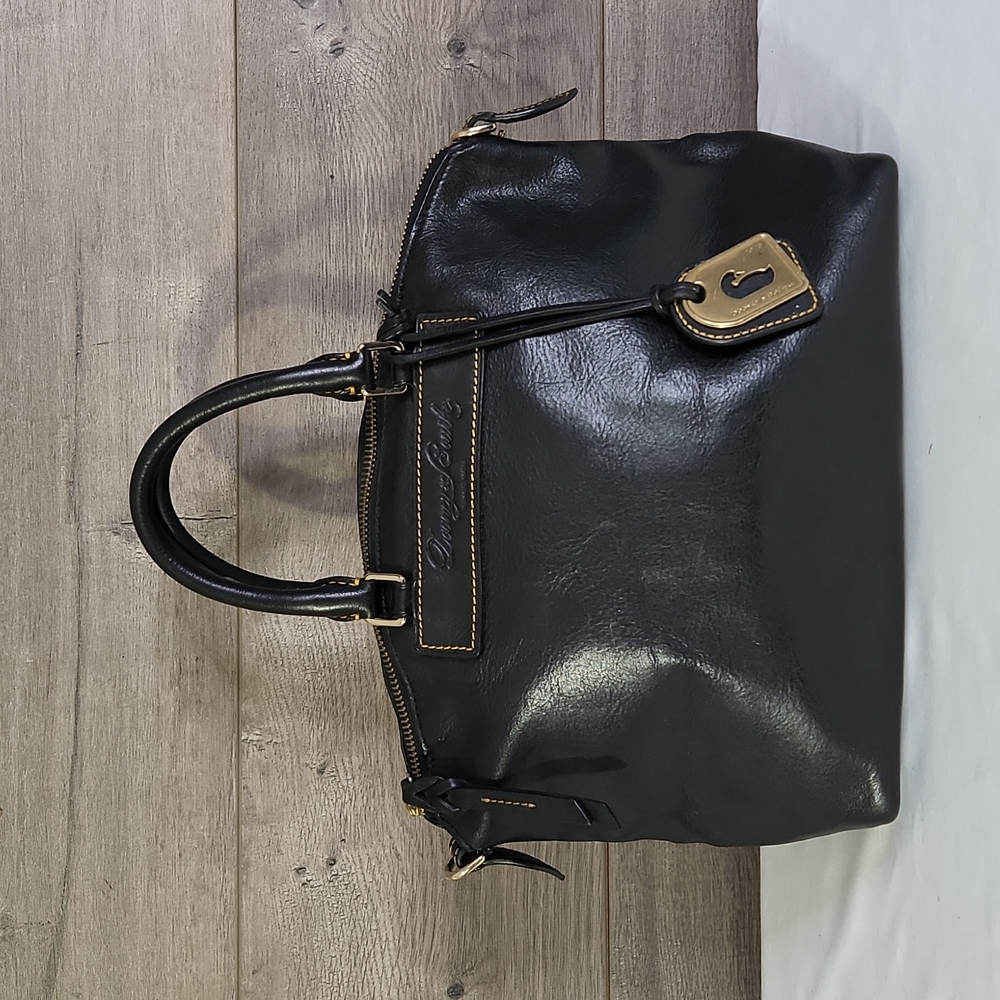 Dooney & Bourke Black Florentine Vachetta Leather Satchel Handbag Purse